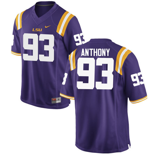 Men LSU Tigers #93 Andre Anthony College Football Jerseys Game-Purple